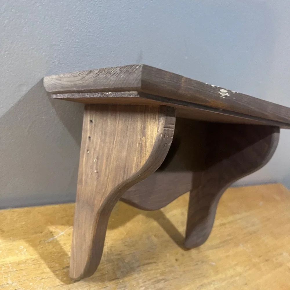 Vtg Wood Link Inc Heart Cutout Wall Shelf Dark Wood Farmhouse Country 12